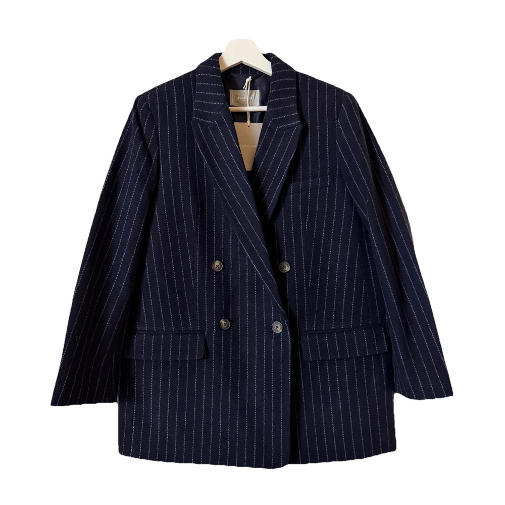 Everlane NWT Italian ReWool Blend Double Breasted Blazer Woman's‎ Pinstriped 6